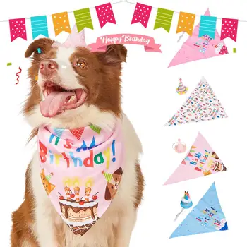1 Комплект, красивый костюм для дня рождения собаки с буквенным принтом, декоративная привлекательная шляпа для собаки на день рождения, шейный платок, реквизит для фотосъемки