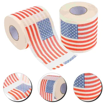 2 Рулона Американский Флаг Туалетная Бумага Бумажный Рулон Оберточной Бумаги Ванная Комната Туалет Рулон Бумаги