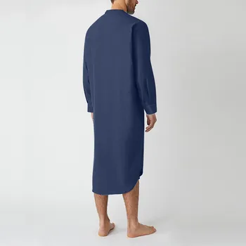 2023 Мужчины-мусульмане, Джубба Тобе, Однотонные Дышащие халаты с длинным рукавом, Воротник-стойка, Исламский Арабский Кафтан, Мужчины-Абая