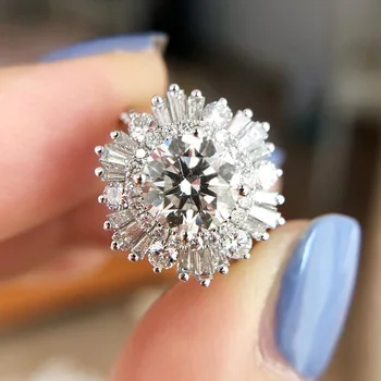 2023 Новое высококачественное кольцо из стерлингового серебра 925 пробы с полным бриллиантом, Циркон, Снежинка, Обручальное кольцо для вечеринки с предложением