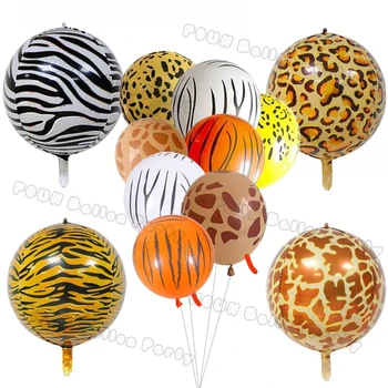 22-дюймовые воздушные шары из фольги с 4-дюймовым животным принтом на день рождения, свадьба, декор вечеринки в стиле сафари в джунглях, Жираф, Тигр, Зебра, Детский Свадебный душ