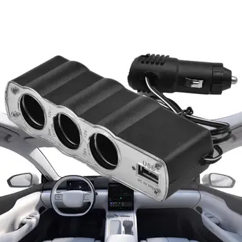 3-Полосный Разветвитель автомобильного прикуривателя с несколькими розетками, Универсальное USB-зарядное устройство, Тройной адаптер 12 В с USB-портом для пылесоса