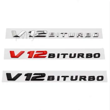 3D ABS V12 Битурбированные Буквы Хромированное Крыло Автомобиля Сбоку Эмблема Значок Наклейка Для Mercedes S65 G65 SL65 AMG W222 W221 R230 R231 W463