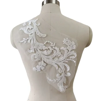 4 шт./Лот 39*21 см Чисто-Белые Нашивки С Вышивкой в Европейском стиле, Сшитое Вручную Свадебное платье 