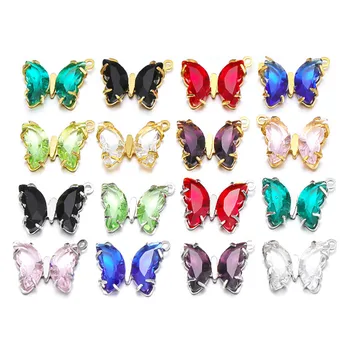 8Seasons Подвески-бабочки из хрустального стекла для изготовления ювелирных изделий, разноцветные подвески-насекомые из нержавеющей стали, ожерелье своими руками, 1ШТ