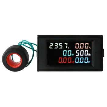 AC200-450V 100A ЖК-цифровая панель Ваттметр Измеритель мощности напряжения Вольтметр Тока Амперметр Индикатор частоты