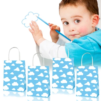 BD128 12 шт. сумки из крафт-бумаги для упаковки продуктов, с Днем рождения, портативная упаковка, сумка для покупок, украшение для детского душа.