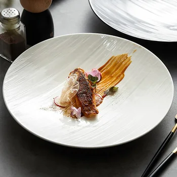 FANCITY Plate высококачественное легкое роскошное блюдо домашняя белая керамическая тарелка для завтрака креативная гостиничная тарелка для стейка западной кухни высокого класса