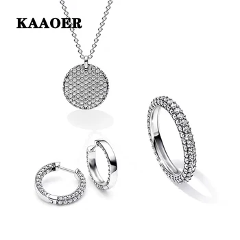KAAOER 2023 Серебряное колье с бриллиантами, серьги, кольцо, ювелирные аксессуары премиум-класса высокого качества