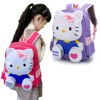 Sanrio Hello Kitty Школьный рюкзак Аниме Мультфильм 3d Стерео Ученик начальной школы Школьный рюкзак Сумка для хранения Подарок мальчику на день рождения