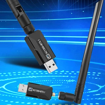 USB Беспроводная Сетевая Карта 1300M WiFi Приемник-Передатчик 2.4 G/5.8G Двухдиапазонный Bluetooth-совместимый 5.1 для Настольного ПК Ноутбука