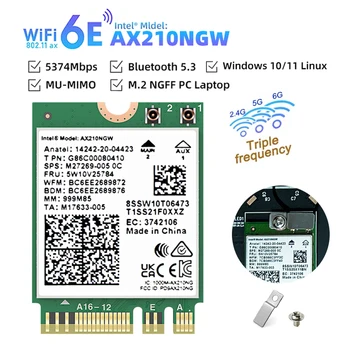WiFi 6E для Intel AX210 Bluetooth 5.3 M.2 Беспроводная Карта AX210NGW 2.4 ГГц 5 ГГц 6 ГГц 5374 Мбит/с 802.11ax Wifi 6 Адаптер Для портативных ПК