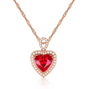YangFx Серебристого цвета Новый рубин любви в форме сердца в европейском и американском модном стиле Подвеска из розового золота Женские украшения