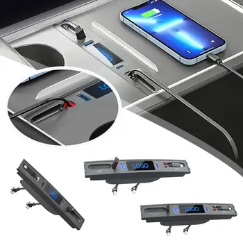 Автомобильное USB-зарядное устройство Выдвижной Кабель Быстрое Зарядное устройство USB-шунтирующий концентратор Удлинитель Центральной консоли Сенсор Аксессуары для модели 3 H3n4