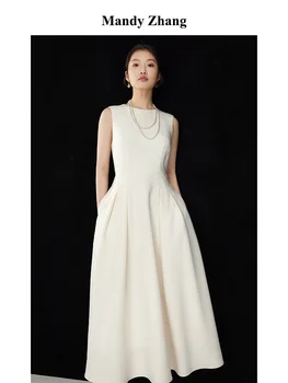 Белое платье в стиле Хепберн, женский французский легкий роскошный темперамент, ощущение высокого класса, свадебное платье, платье