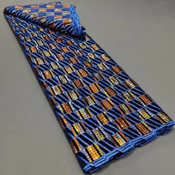Блестки Бархатное кружево 2023 Африканские Нигерийские кружевные ткани для женщин Высокое качество 5 ярдов Вышивка Французский бархат Платье своими руками