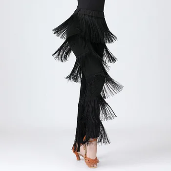 Взрослые женские брюки для латиноамериканских танцев с бахромой, женские современные брюки для бальных танцев, Танцевальная одежда, костюмы для выступлений