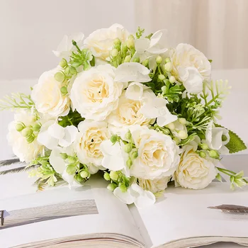 Винтажные цветы из искусственного шелка, свадебные украшения, поддельный цветочный орнамент, реквизит для фотографий