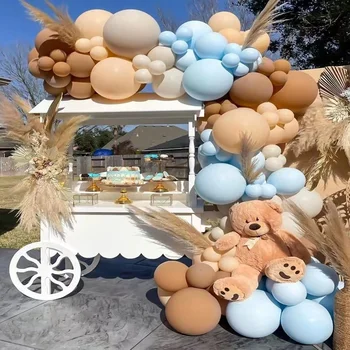 Винтажный набор воздушных шаров синего кофейного цвета, Гирлянда, Арка на день рождения, набор цепочек из воздушных шаров, украшение для детской вечеринки