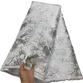 Высококачественная нигерийская африканская белая кружевная ткань с вышивкой, французский тюль, кружевной материал для свадебного платья FHD679