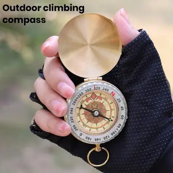 Высококачественный Карманный Латунный Золотой компас для кемпинга, пешего туризма, Портативный компас для навигации на свежем воздухе, военный компас