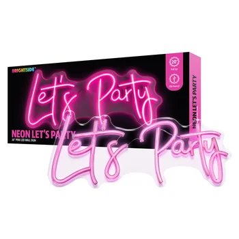 Декоративная настенная вывеска Let's Party с 20-дюймовым неоново-розовым светодиодом, питание от USB