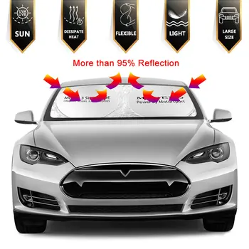 Для Tesla Модель 3 Y X S 2022 Крышка лобового стекла автомобиля солнцезащитный козырек Защита от ультрафиолета Складное окно Солнцезащитный козырек Крышка блока лобового стекла
