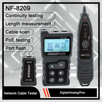 ЖК-дисплей, измеритель длины кабеля NF-8209, проверка POE-проводов, сетевой инструмент, сканирующий кабель, тестер Wiremap