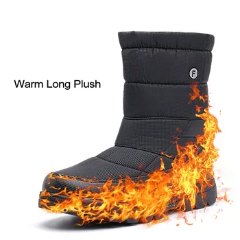 Зимние ботинки 2023 года, Альпинистские Зимние ботинки, Мужские Теплые Плюшевые длинные ботинки большого размера, Водонепроницаемые Уличные кроссовки, Обувь для отдыха