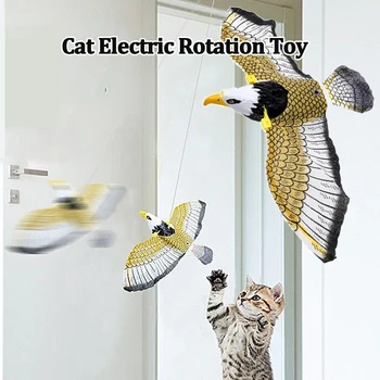 Имитирующие птицу Игрушки для кошек, Самоподвешивающаяся дверца с электроприводом, забавная кошачья палочка, Орел, попугай, интерактивные игрушки для кошек