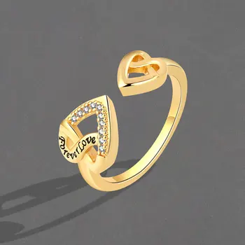 Кольца с сердечками корейского люксового бренда для женщин, Свадебные украшения с открытым кольцом, ПОДАРОК на День Святого Валентина