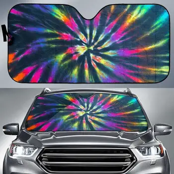 Красочный неоновый абстрактный принт на лобовом стекле автомобиля, солнцезащитный козырек, автомобильные аксессуары