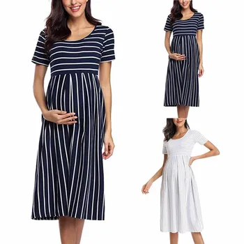 Летние Женщины для беременных С коротким рукавом Детское платье для кормления Ночная рубашка Ночная рубашка для грудного вскармливания Платье Свитер для беременных