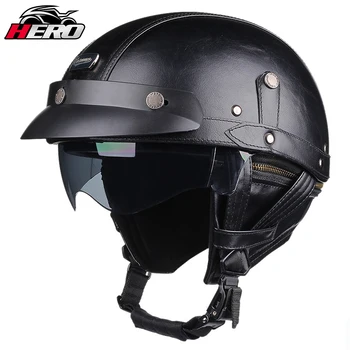Летний новый мотоциклетный ретро-шлем, немецкая кожа, винтажный Casco Moto, мотоциклетный полушлем, унисекс, Мотобайк, шлемы для мотокросса