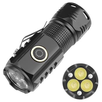Мини светодиодный фонарик USB Перезаряжаемый фонарь с зажимом для крышки, водонепроницаемый фонарь для кемпинга, мощный фонарь, рабочие фонари для рыбалки