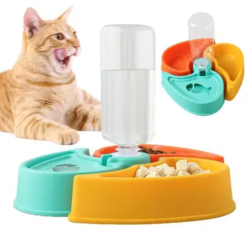Миска для воды и корма для кошек Набор миски для воды и корма для кошек Съемные двойные принадлежности для кормления и поения домашних кошек В кемпинге