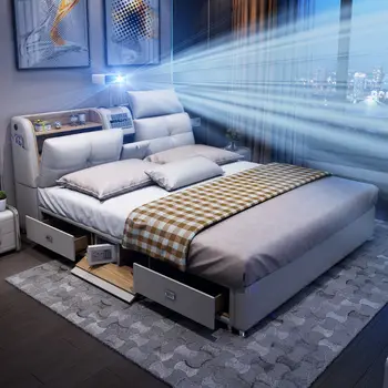 Многофункциональная кровать Ultimate Camas Tech, умная кровать, татами, Массажная камера с подсветкой, Bluetooth, динамик, проектор, очиститель воздуха