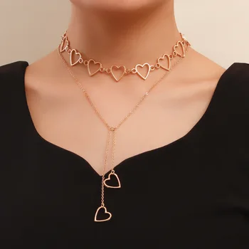 Модное выдолбленное сердечко с длинной кисточкой, ожерелье в виде персикового сердечка, цепочки для свитеров, ожерелья-цепочки