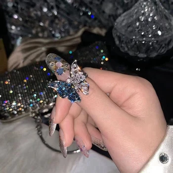 Модное украшение в виде бабочки с регулируемым открывающим кольцом для фотографий ногтей, реквизит для улучшения ногтей, реквизит для фотосъемки