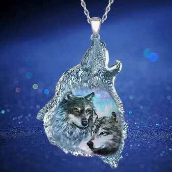Модный креативный цельный геометрический треугольный кристалл кулон животное ожерелье с волком подарок для вечеринки