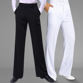Мужские брюки для латиноамериканских современных бальных танцев черного белого цвета для взрослых мужчин для латиноамериканских танцев Чача Самба Румба Стандартные брюки для латиноамериканских танцев