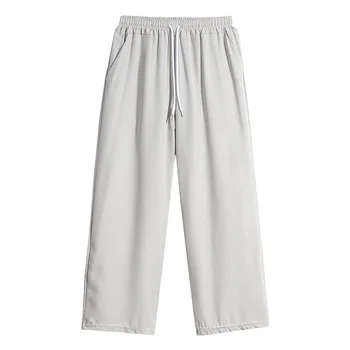 Мужские летние брюки Ice Silk премиум-класса в корейском стиле, модные повседневные брюки с обвисанием для пар, широкие длинные брюки Bomb Street