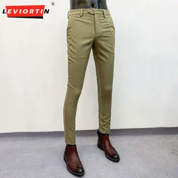 Мужские облегающие деловые офисные официальные брюки Уличное платье Мужской высококачественный комплект одежды Брюки 2023 Новый сезон Эластичный комплект брюк