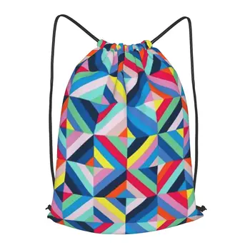 Мужской рюкзак с абстрактным красочным клетчатым рисунком на шнурке для занятий в тренажерном зале, спортивная сумка для фитнеса, рюкзак для йоги для женщин