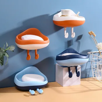 Мультяшная форма Мыльницы для ванной комнаты, настенная подставка для мыла, креативный держатель для мыльницы для домашнего туалета, креативный держатель для мыльницы с крючком