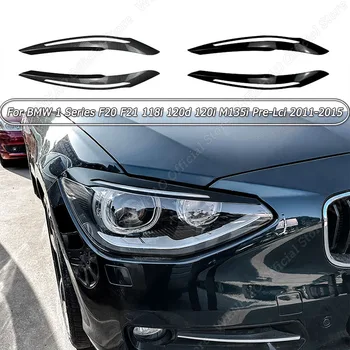 Наклейки для Бровей и Век на Переднюю Фару Автомобиля, Черный Глянец для BMW 1 Серии F20 F21 118i 120d 120i M135i Pre-Lci 2011-2015 ABS
