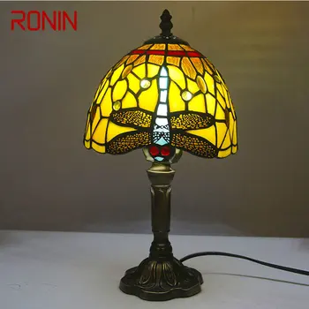 Настольная лампа RONIN Tiffany Glass, Креативный Дизайн, Настольная лампа с Рисунком Стрекозы, Декор для дома, Гостиной, Спальни