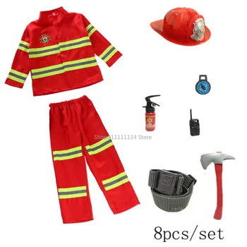 Новогодний Рождественский подарок, костюм пожарного Сэма для детей, мальчиков и девочек, Форма для косплея пожарного, Карнавальный Маскарадный костюм