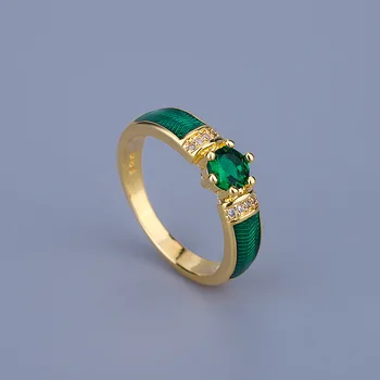 Новое красивое кольцо для женщин, простые зеленые украшения с эмалью ручной работы, высококачественный подарок на годовщину для пар, кольца