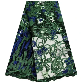 Новое сетчатое трехмерное четырехцветное кружевное полотно с вышивкой, высококачественное африканское ретро-модное платье-ципао